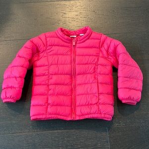 Hot pink puffer coat
